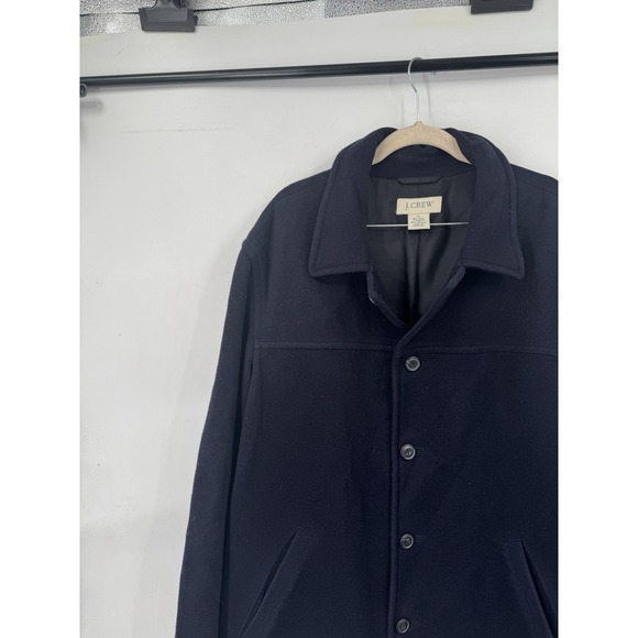J. Crew Wool Blend Peacoat Women Large Navy Blue Button Up Winter Nautical - Picture 5 of 6